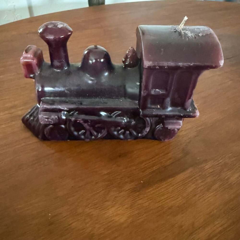 Vintage Locomotive Train Shaped Wax Candle Purple